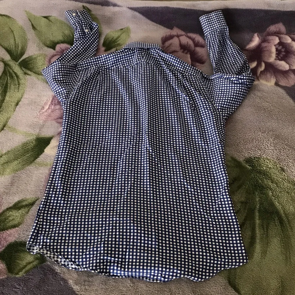Neiman Marcus Blue and White Checkered Button Shirt